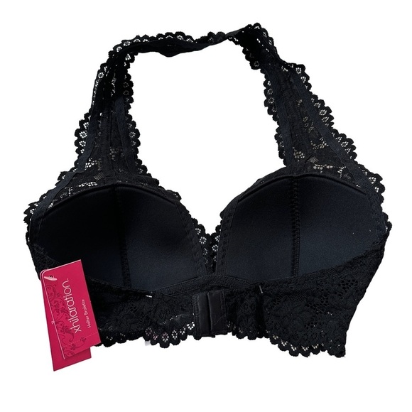 NWT Black Lace Padded Halter Bralette Size S - Picture 4 of 8